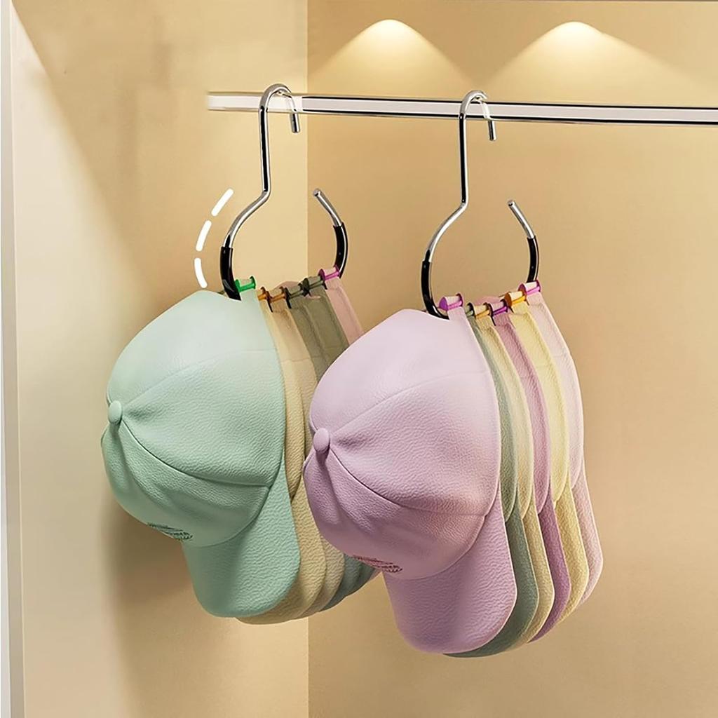 4 Pack Hat Organizer for Baseball Caps, Hat Rack for Caps Scar Handbag Stainless Steel Hat Hangers for Closet