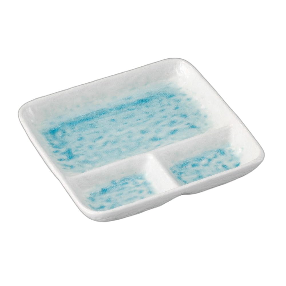 

White flowing water square divided plate Divided plate [17.6×16.8×3cm]