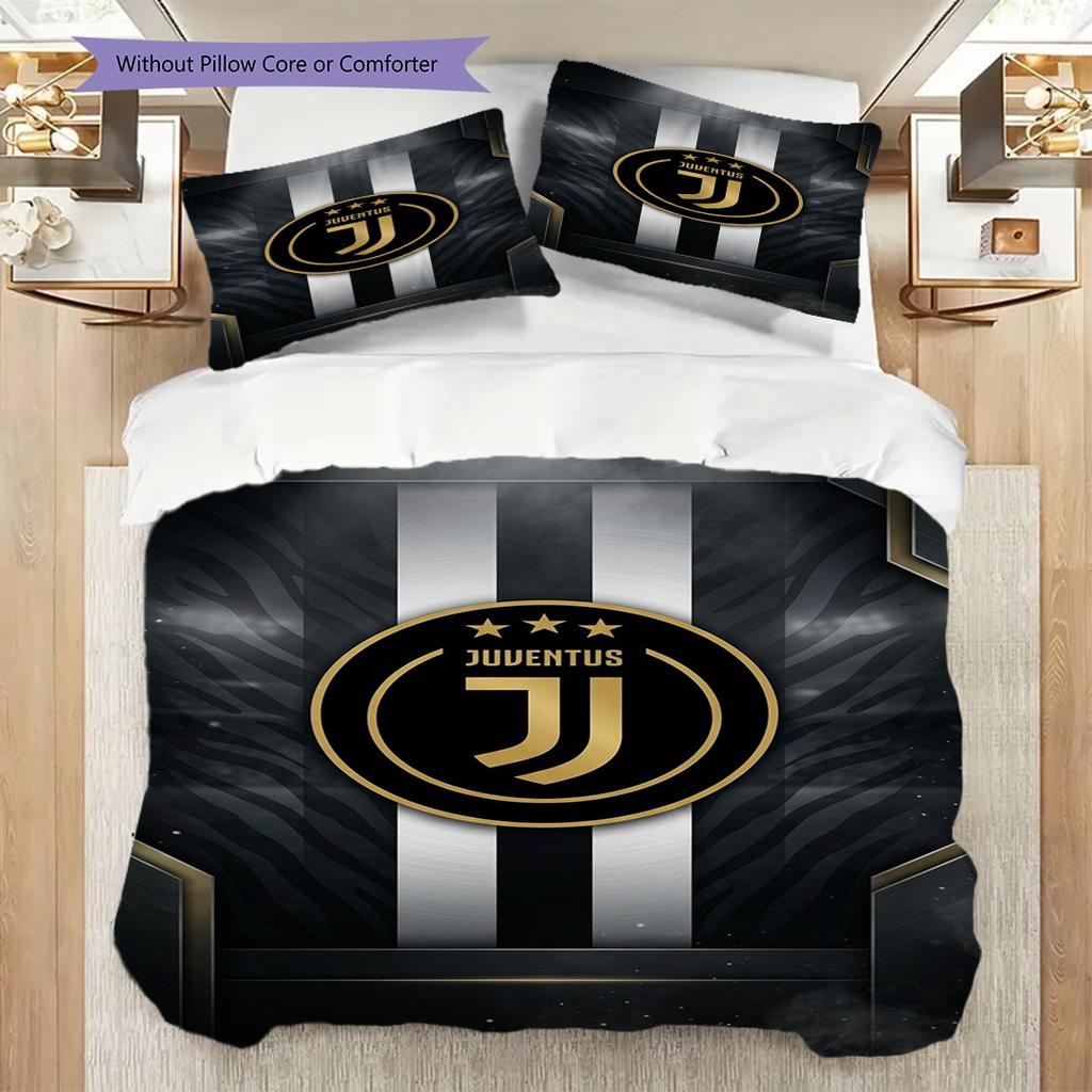 Juventus Legacy: Black Gold Triumph Bedding (1 * Duvet Cover + 2 * Pillowcase, Without Core) Christmas Birthday Gift Bedding Set