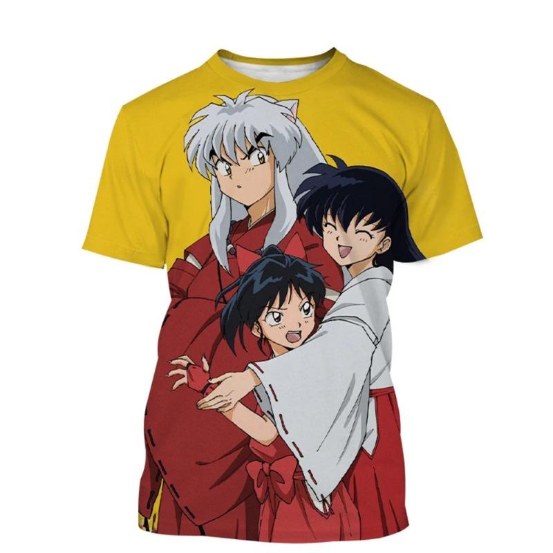 Latest Style Anime Inuyasha 3D Printing T-shirt Men And Women Fashion Casual Harajuku Style Hip-Hop Street Cool T-Shirt O-Neck S