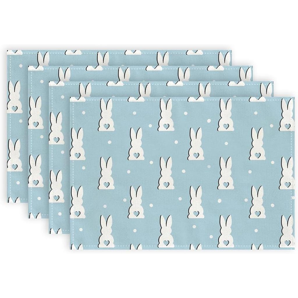 Easter Bunny Placemats Green Blue Pink Yellow Rabbits Floral Place Mats  Happy Easter Table Mats for Spring Party Kitchen Dining