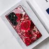 Rose Print Embellished Pattern Tempered Glass Phone Case for Samsung Galaxy S26 S25 S24 S23 S22 S20 FE/PLUS/ULTRA Anti Drop