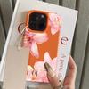 Pink Lily Flower Pattern Phone Case For iPhone 17 Pro Max 16 Plus 15 Pro 14 13 12 11 XR 17Air Lychee Textur Soft Cover