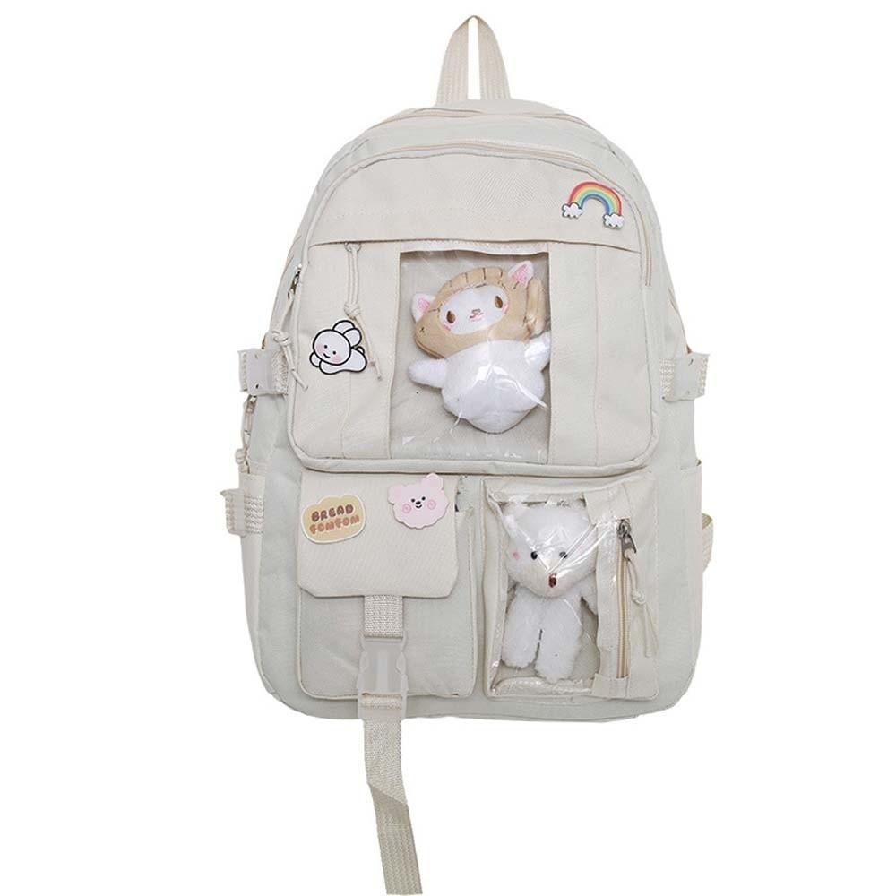 Solid Color Students School Bag Durable Large Capacity Daypack Nylon Ita Backpack  School