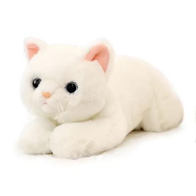 Realistic Stuffed Cat, Cute White Cat, 50cm, Fluffy, Soft, Cushion, Backrest, Hug Pillow, Co-sleeping, Realistic, Side Sleeping, Matching Sofa