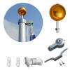 For US Flagpole Kits Gold Ball Accessory Flagpole Repair Kit Outdoor Use Flag Display Setup Gold Ball For Flagpole