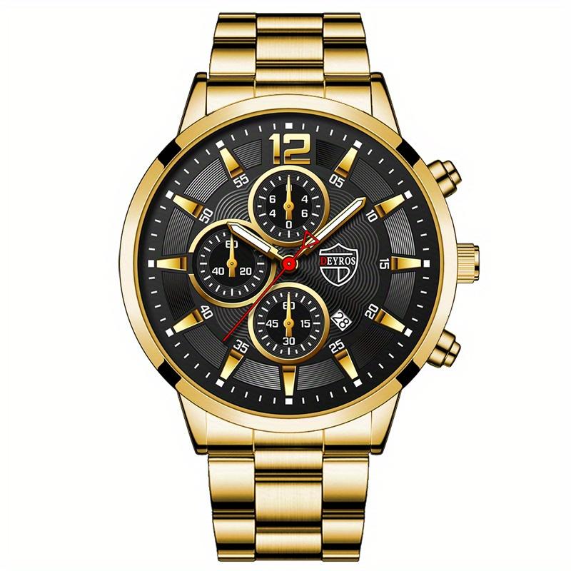 Mode Herren Edelstahl Uhr Luxus Kalender Quarz Armbanduhr Herren Business Uhren für Mann Leuchtende Uhr