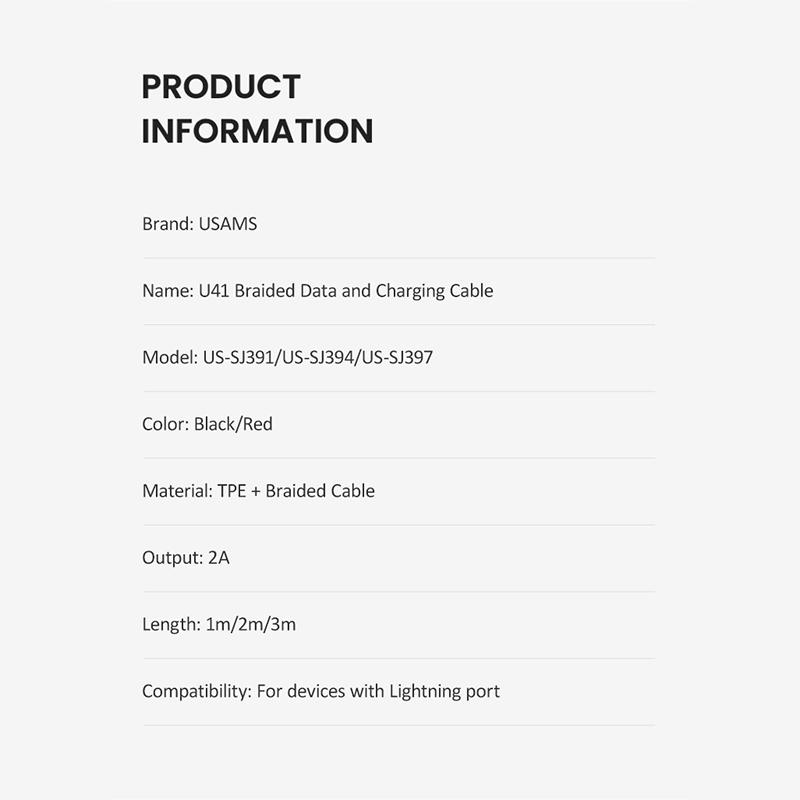 USAMS 2A 1m 2m 3m Micro USB Type C Lightning Phone Charge Data Braided Cable For iPhone 13 12 11 Huawei Samsung Xiaomi Redmi