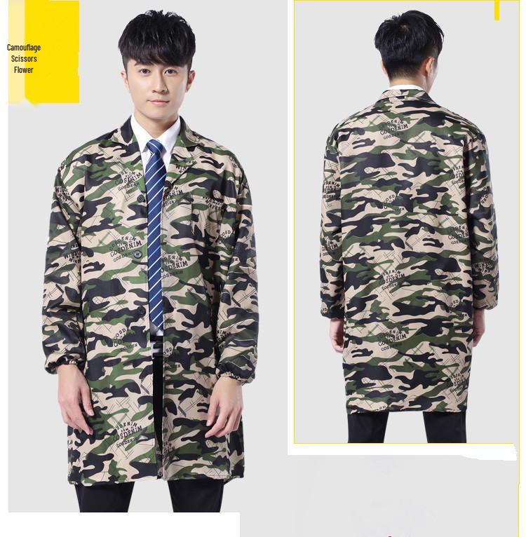 Unisex Dustproof Camouflage Labor Protection Coats with Logo Printing Option - Blue Long Coats