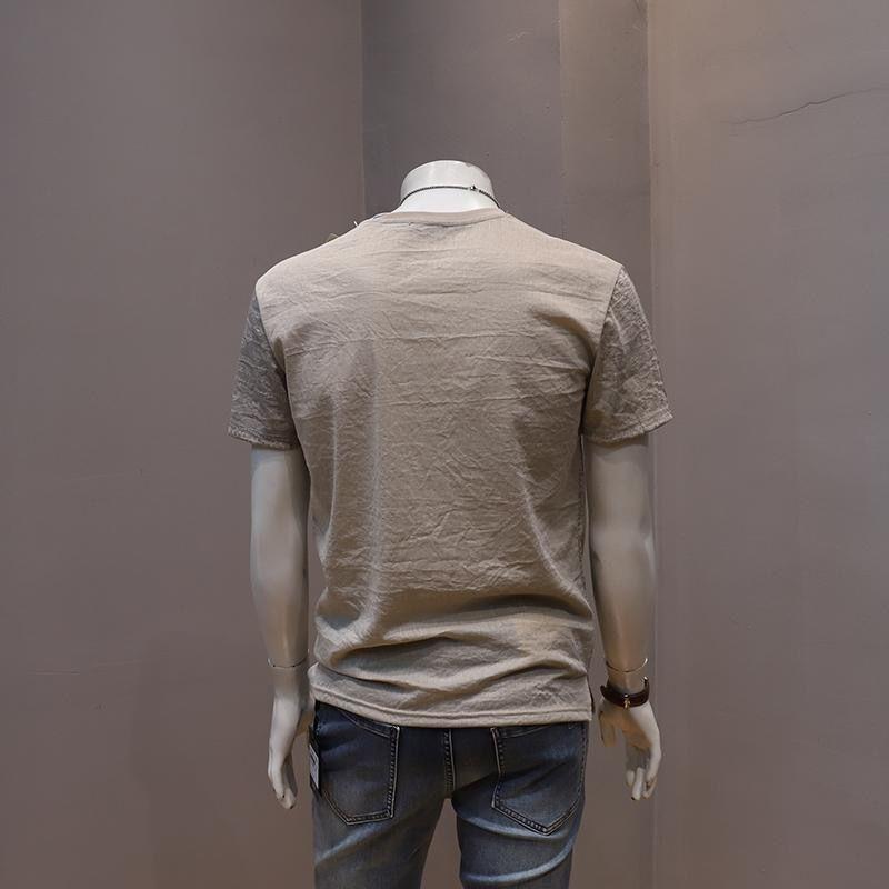 Men's Breathable Thin Short-sleeved T-shirt Korean Youth Printed Casual Round Neck Half-sleeved Pullover