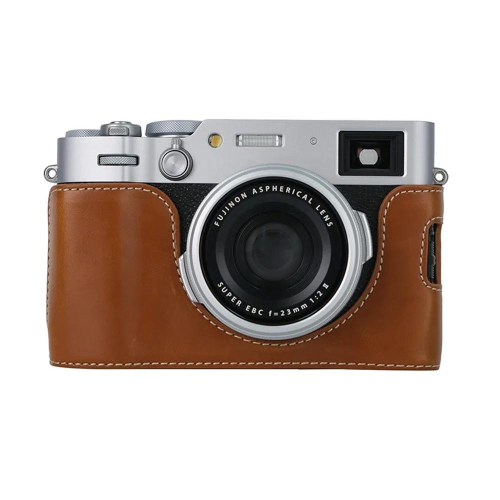 

Oil Skin Camera Half Case for Fujifilm X100VI Fuji X100VI PU Leather Bottom Openning Cover