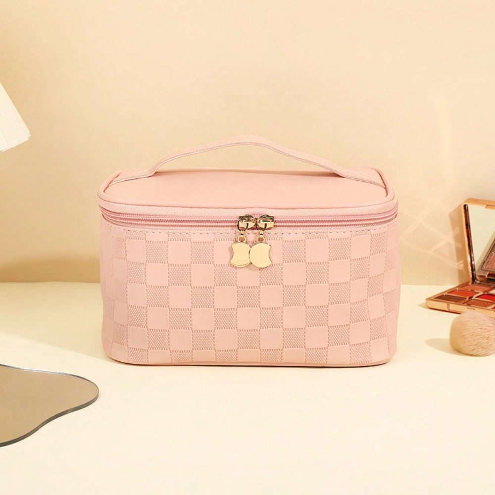 Cosmetic bag women's large-capacity high-end checkerboard storage bag waterproof portable travel portable cosmetic case