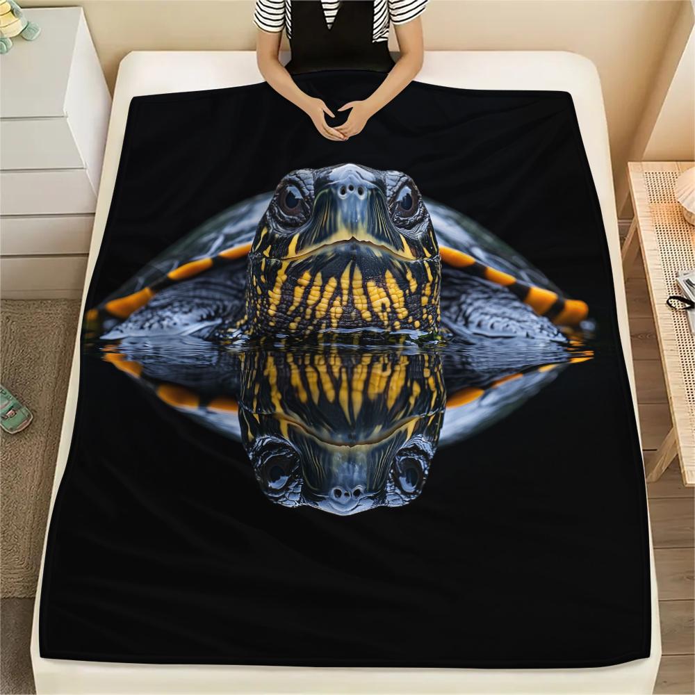 Schildkröte Nahaufnahme Muster Flanelldecke, Hohe Qualität Bequem für Alle Jahreszeiten, Heimdekoration, Wärme und Komfort, Perfekt für Geschenke.