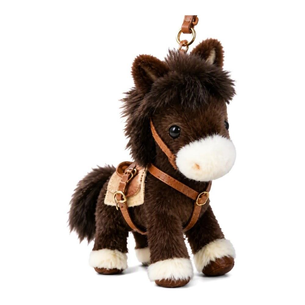 Mini Pony Stuffed Animal Pendant Cartoon Style Plush Pony Keychain New Year Gift