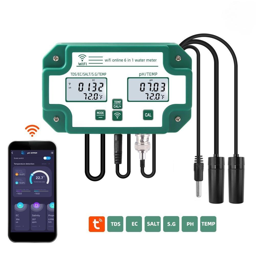 6 in 1 Digital PH/Total Dissolved Solids/EC/SG/Salt/Temp Meter Water Quality Tester Multi-Parameter Water Quality Monitor