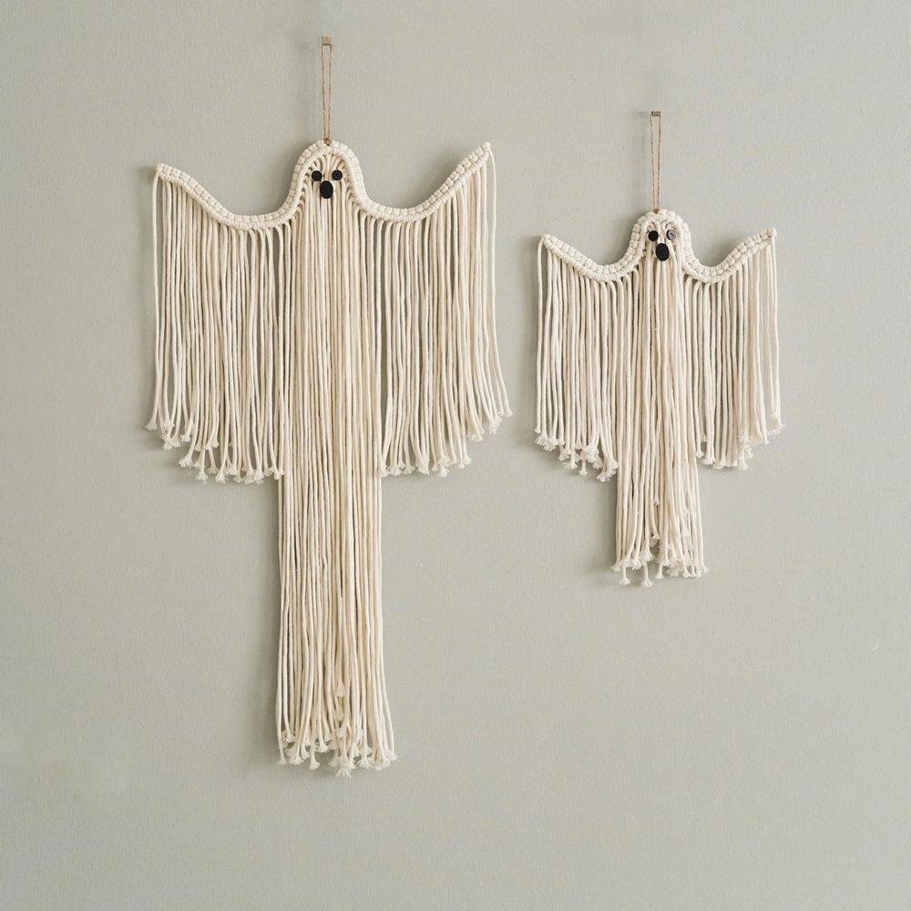 Cotton Halloween Decoration Hanging Ornaments Hand-woven White Ghost Wall Hanging Holiday Scene Arrangement Theme Party Supplies