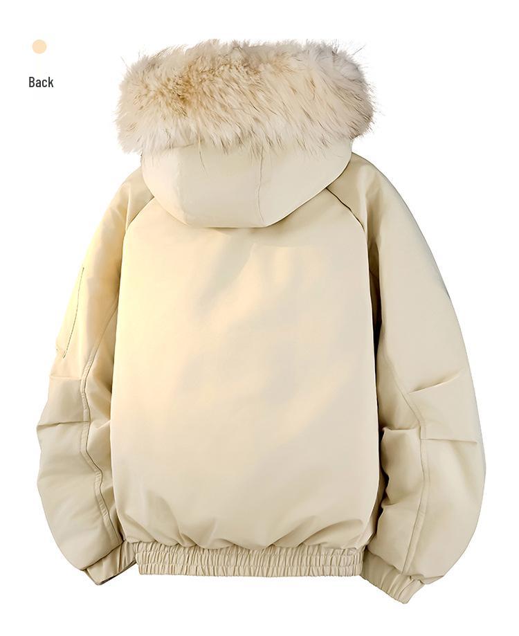 Unisex High-End Winter Trench Coat with Fur Collar, Casual Trendy Thickened Down Jacket
