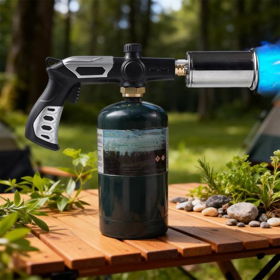Outdoor Propane Torch Adjustable Flame Torch Safety Lock Igniter for BBQ Charcoal & Weed Burning (Tank Not Included)