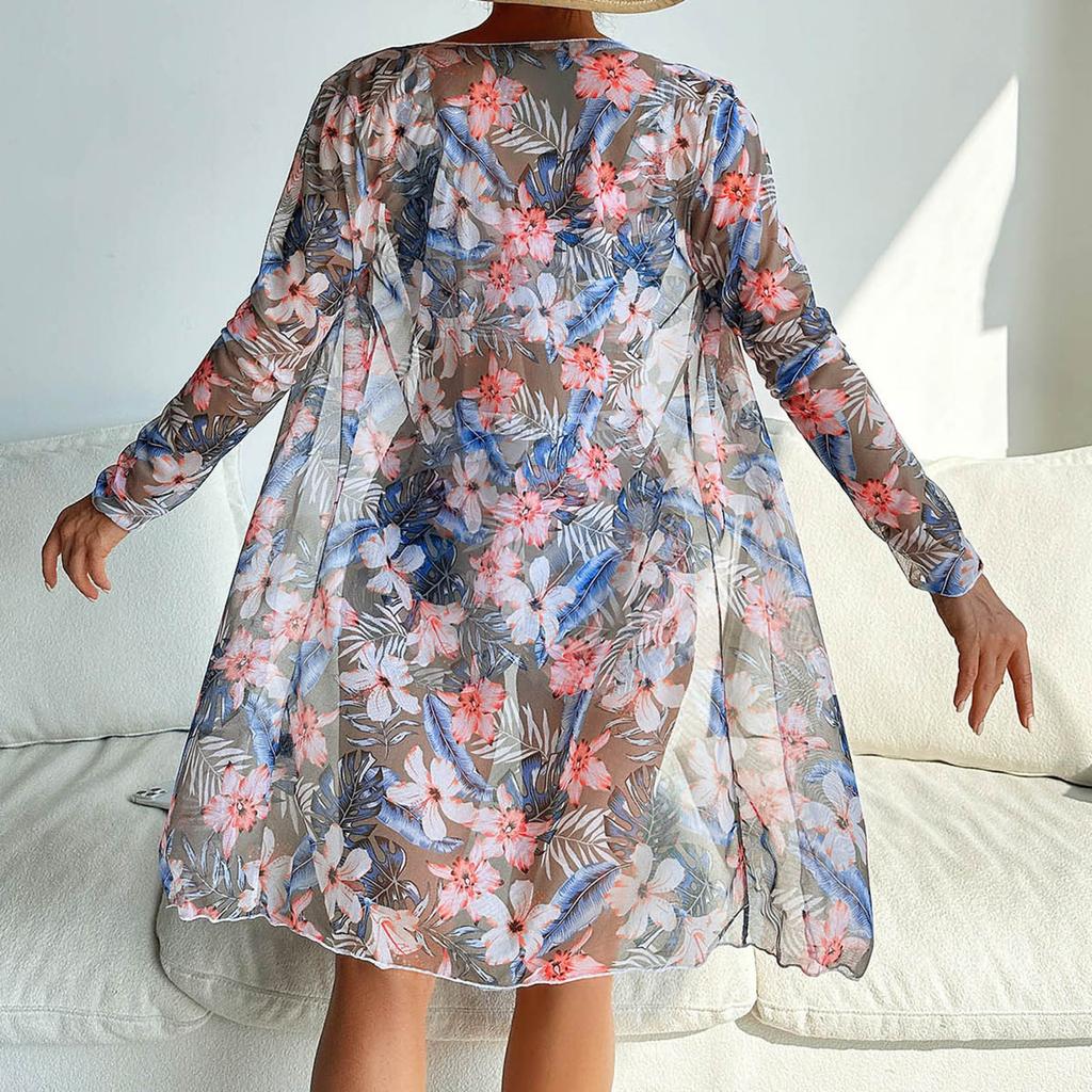 Brazilian Bikini Set Women Floral Printed Beach Wear Three Piece Push Up Cover Up Swimsuit Sexy Swimming Suit 2025 Bathing Suit