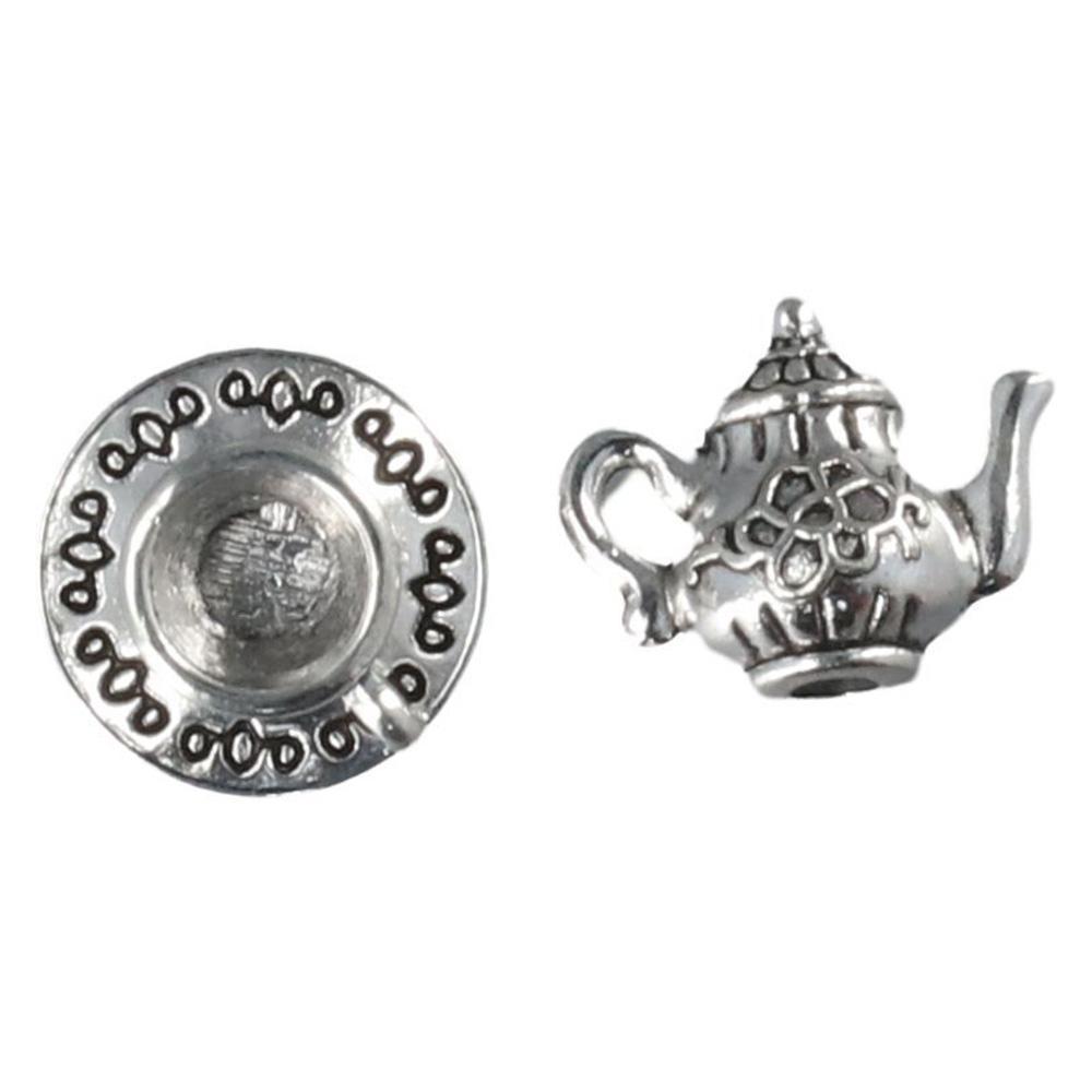 50PCS Teacup:14*7mm/0.55*0.28inch Silver Tea Cup and Teapot Charms  Bracelets