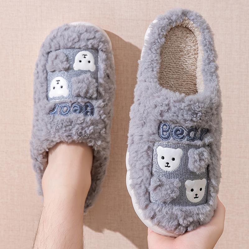 Cotton Slippers for Women In Spring, Autumn, and Winter for Home Use, Indoor Anti Slip Confinement Shoes, Thick Soled Home Warm Couple Slippers
