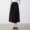 Elva's Island Women's Black High-Waist A-Line Pleated Midi Skirt