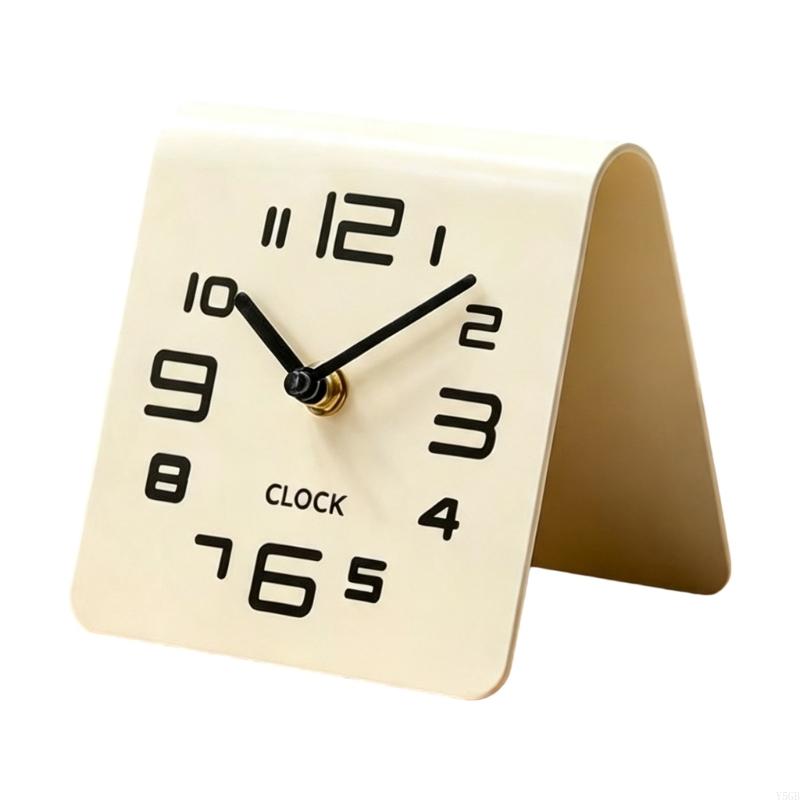 Acrylic Desk Clock with Quiet Timekeeping, Freestanding Tabletop Design, Large Arabic Numeral Display for Bedsides or Y5GB