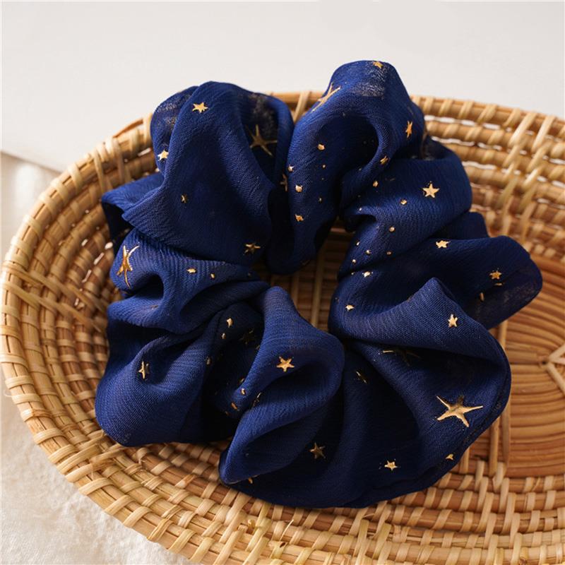 Women Gold Star Hair Bands Solid Color Scrunchies Hair Rope Headwear Girls Hair Ties Accessories Ponytail Holder