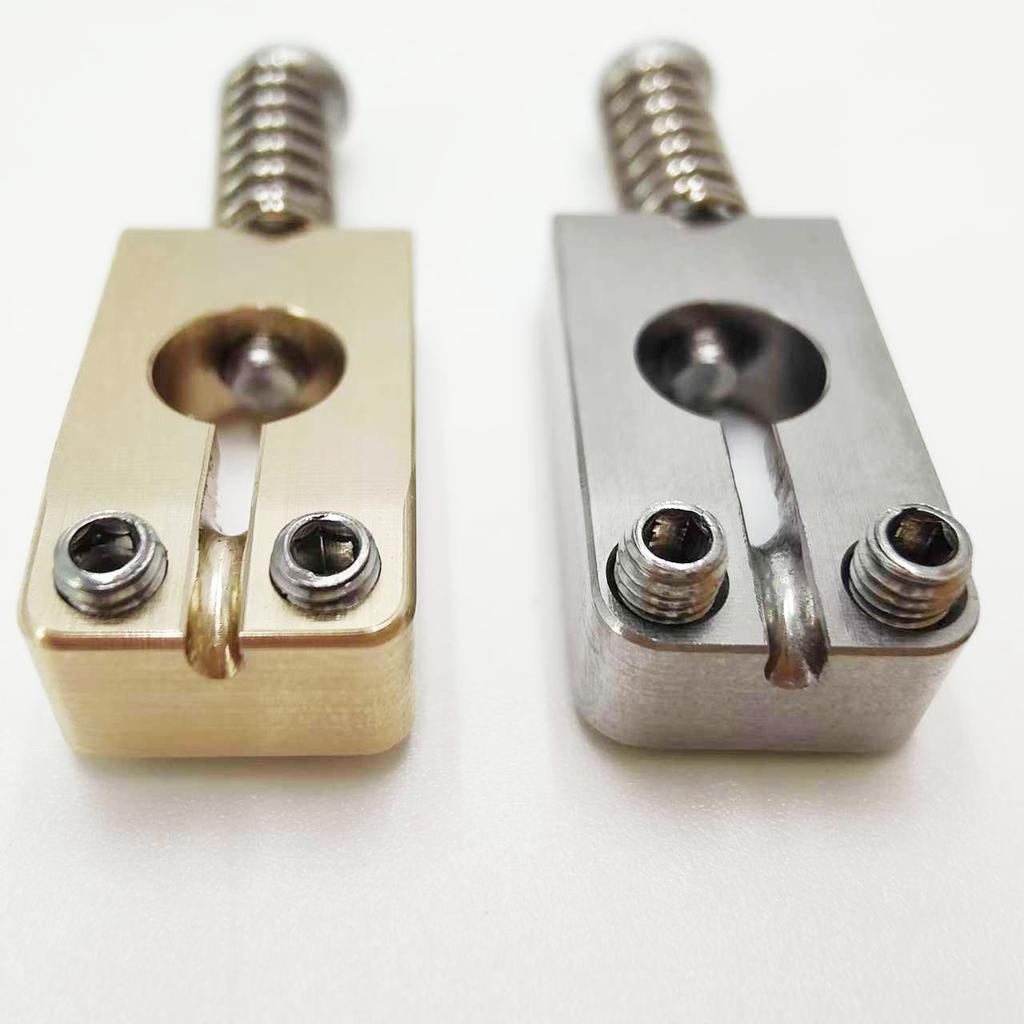 6-piece Set of Round-hole Bridge Natural Brass and Natural Stainless Steel Electric Guitar Bridges String Guide Bridge