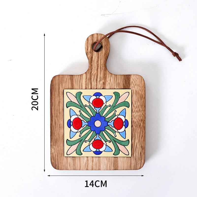 1 Stück Floraler Holz-Topfuntersetzer Hitzebeständig Küchentischmatte Vintage Esstischmatte Isolierender Topfunterleger