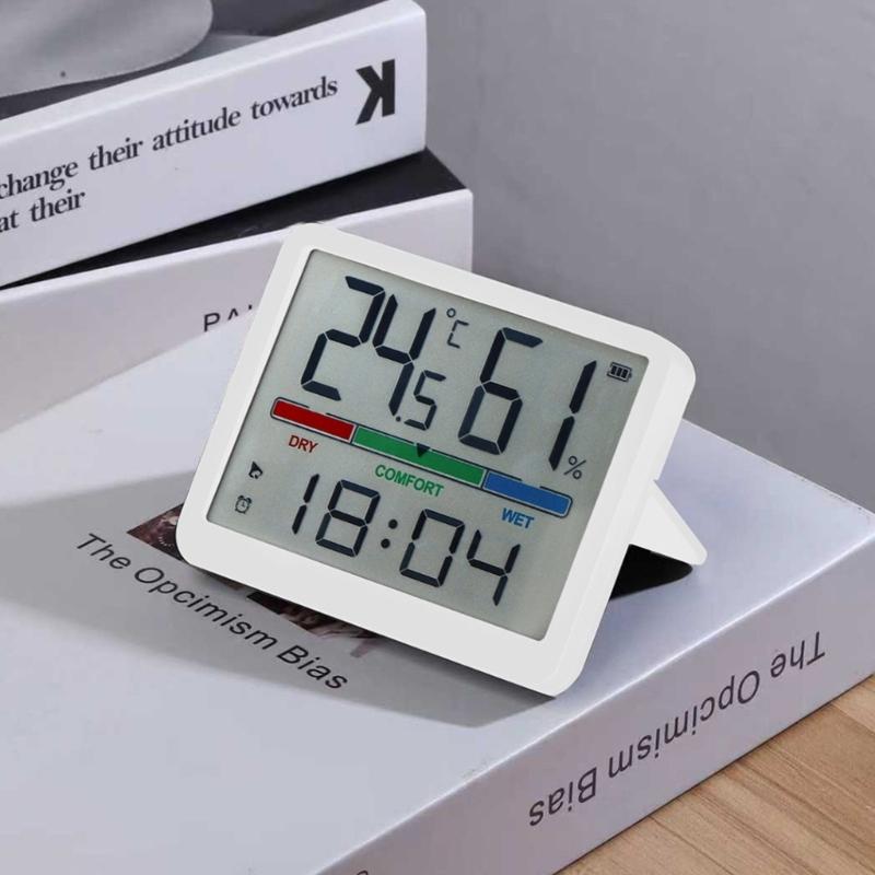 Alarm Clock with Humidities Date Digital Clock Large Display Battery Operated Desk Clocks for Bedroom,Livingroom,Office