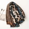 Brown Leopard Print Scarf Thin Soft Cozy Shawl Boho Style Windproof Sunscreen Wrap For Women