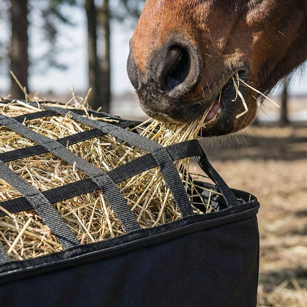 Oxford Cloth Horse Feeding Bag Waterproof Heavy Duty Hay Storage Bag Tote Style Folding Horse Slow Feed Bag Barn Stable Use