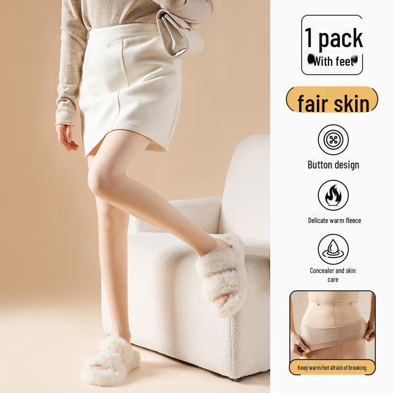 Double-Layer Nude Leggings: Plus Size Faux Skin Pantyhose for Autumn/Winter