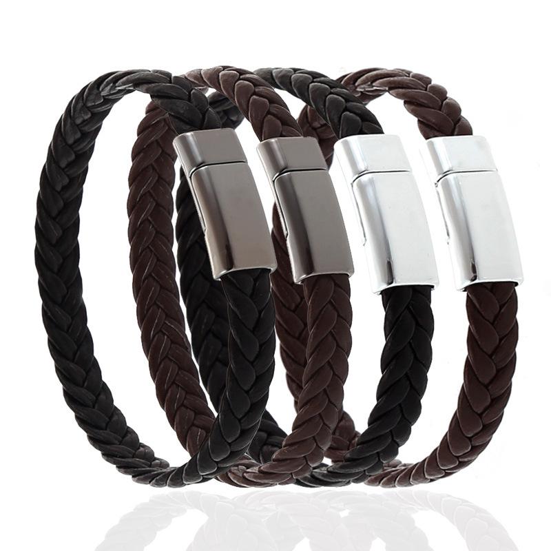 Trendy Unisex Leather Bracelet with Magnetic Clasp - Handcrafted Simple Design