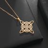 Fashion Charm Witch Knot Necklace Stainless Steel Irish Celtic Knot Pendant Witchcraft Amulet Magical Jewelry Gift for Girls