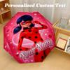 Miraculous Ladybug 8-Rippen Automatik-Faltregenschirm, Personalisierbarer Text mit individuellem Namen