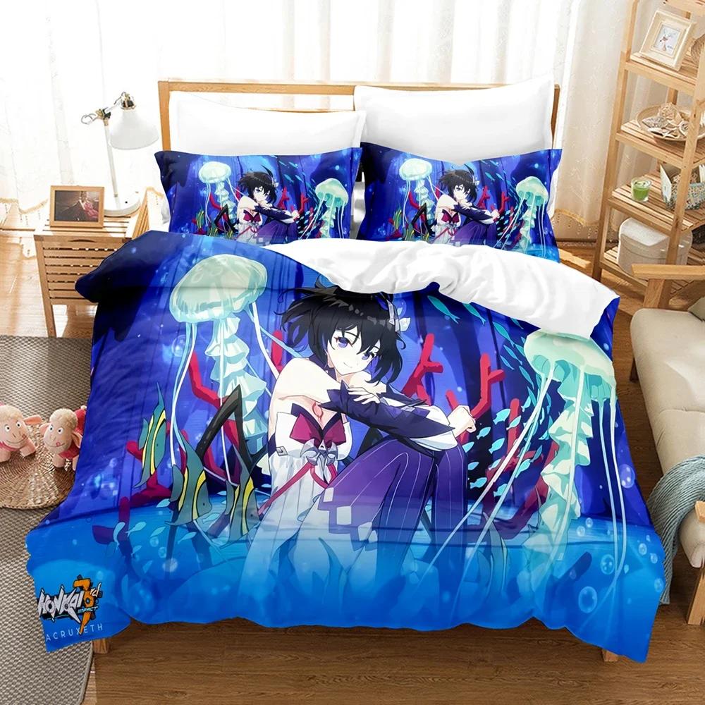 3D Anime Honkai Impact 3Rd Bedding Set Printed Decorative 2/3Pcs Duvet Cover Set Bedclothes Quilt Cover Home For Aldult Kid Teen