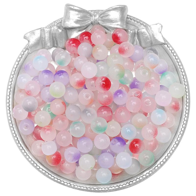 8mm Summer Dream Jelly Duplex Glass Round Beads Loose Beads DIY Handmade Bracelet Glaze Beading String Material Beads for Jewelry Making