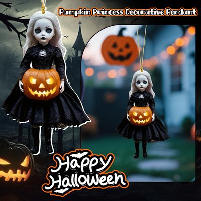 2D Pumpkins Man Christmas Tree Decoration Pendant Car Rearview Mirror Pendant Halloween Party Decorations, Horror Pumpkins Skeleton Witch Pendant