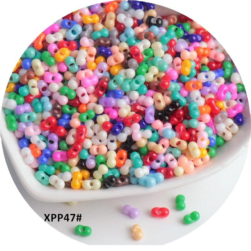 2x4mm Solid Color Glass Peanut Beads for DIY Jewelry & Hair Accessories