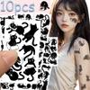 10sheets Cartoon Cute Black Cat Tattoo Stickers For Hand Arm Body Decorative Waterproof Tattoo Stickers Kids Creative Toys Gifts