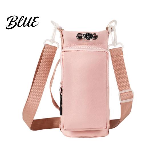 Commuter Bottle Carrying Case Crossbody Water Cup Carrier, Wear-resistant Protective Sleeve with Phone Pocket, Drawstring Carrier Closure Portable