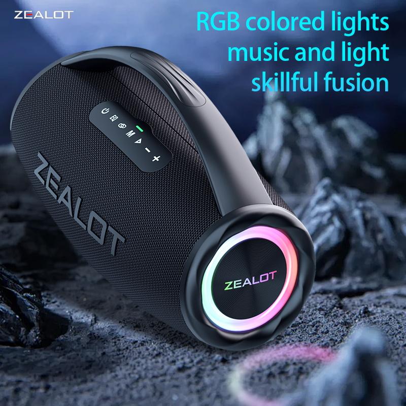 ZEALOT S97 80W Portable Bluetooth Speaker High Volume Waterproof 16000mAh Wireless TWS Subwoofer Suporrt USB/TF/AUX RGB Light.