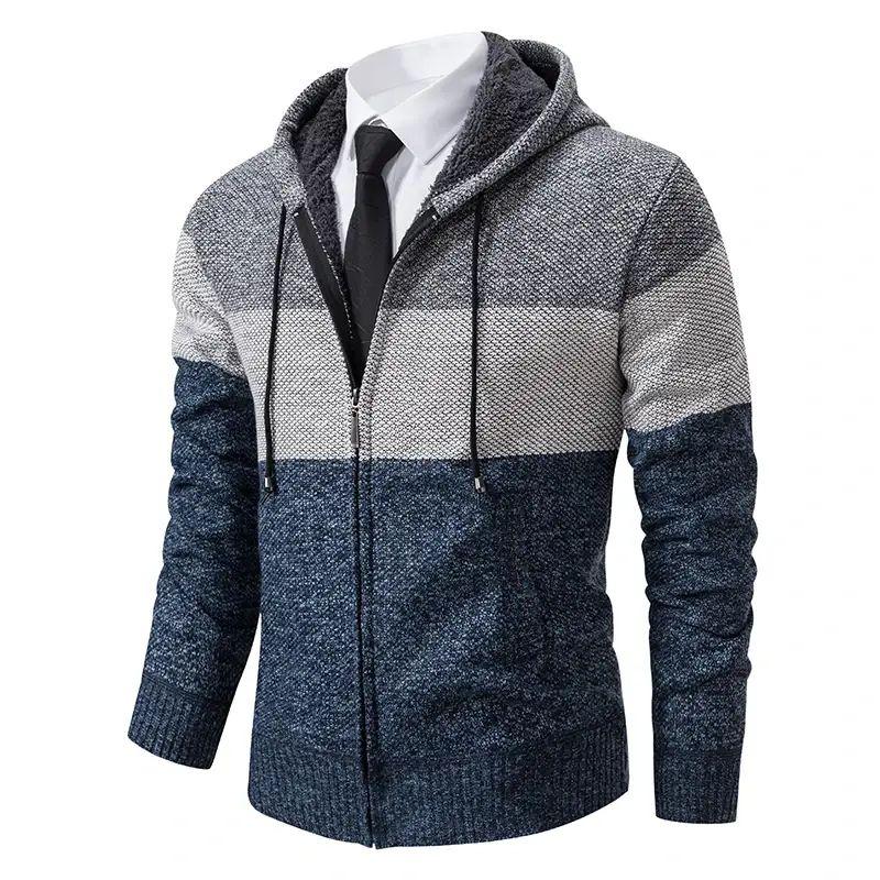 Men s Fashion Solid Color Hooded Pullover Sweater Cardigan Autumn Winter Fleece Thick Warm Coat Casual Sports Sweater XXXXL 2759₽