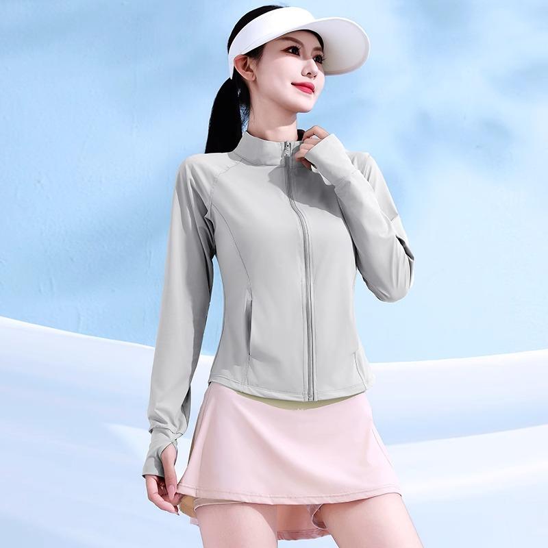 Stand-up Collar Sunscreen Clothes Women's Summer Thin 1011 New Yoga Waist Ice Silk Quick-drying Slim-fit UV-proof Jacket