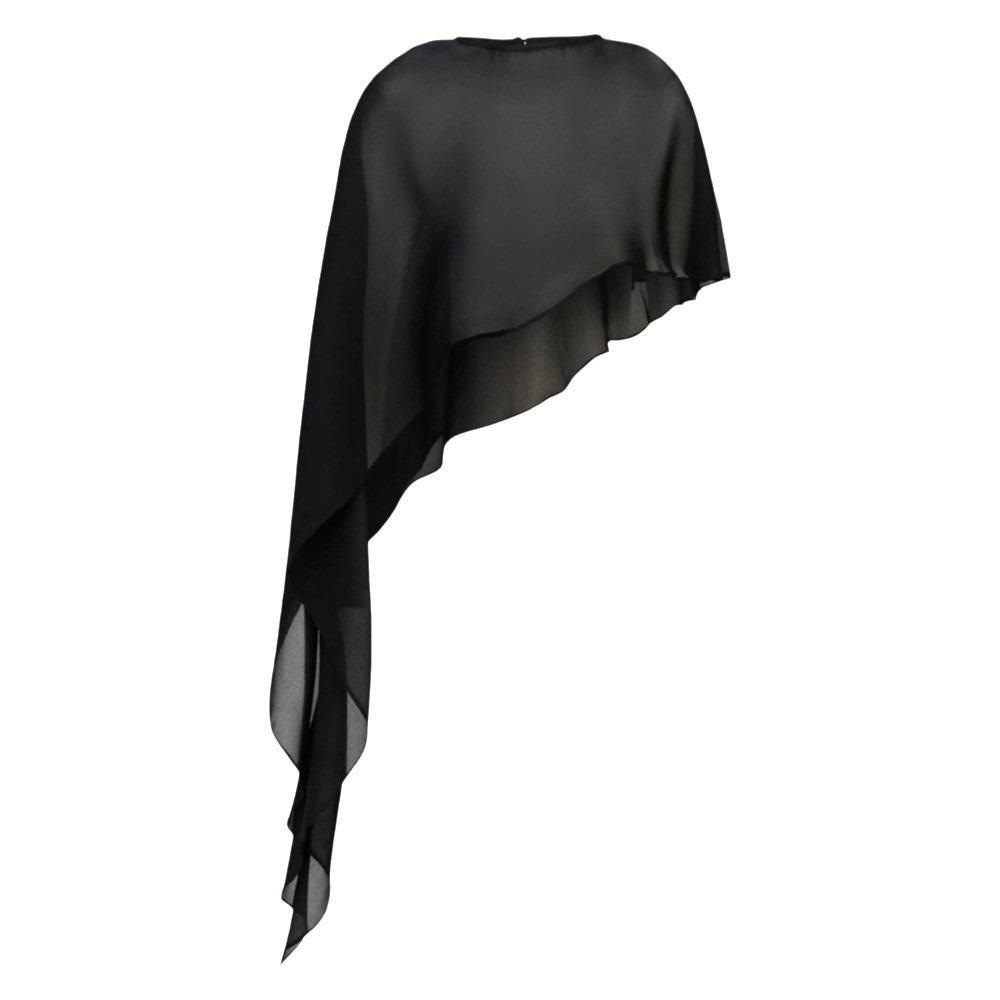 Irregular Womens Cape Chiffon Mesh Shrug Summer Sheer Cape Shawl For Wedding Evening Party