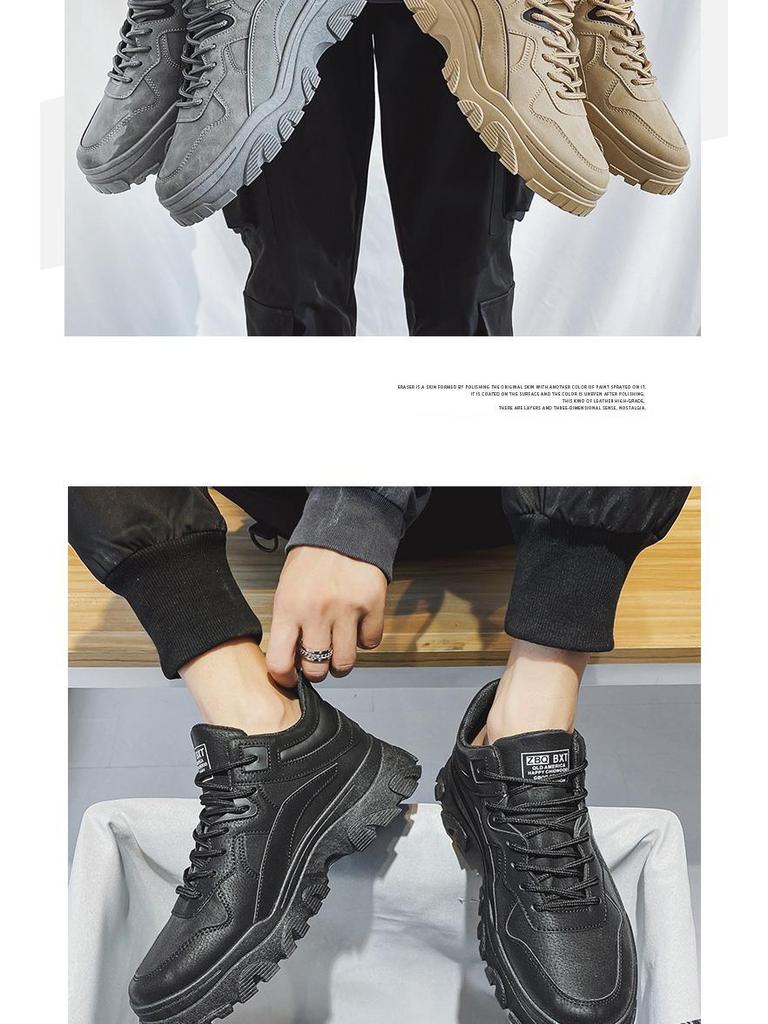 Herren Retro Britischer Stil High-Top Stiefel: Verschleißfeste, lässige Mid-Top-Stiefel für Herbst und Frühling