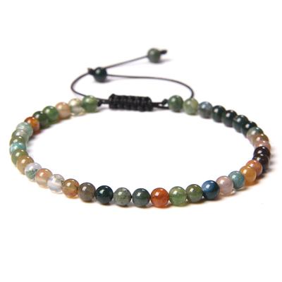 Bijoux Jaspes Haute Qualité Unisexe Homme Lapis Lazuli Naturel Bracelet Populaire Ajustable Perles de Pierre 4MM Onyx Agates Pour Femme Cadeau Tissé Accessoire