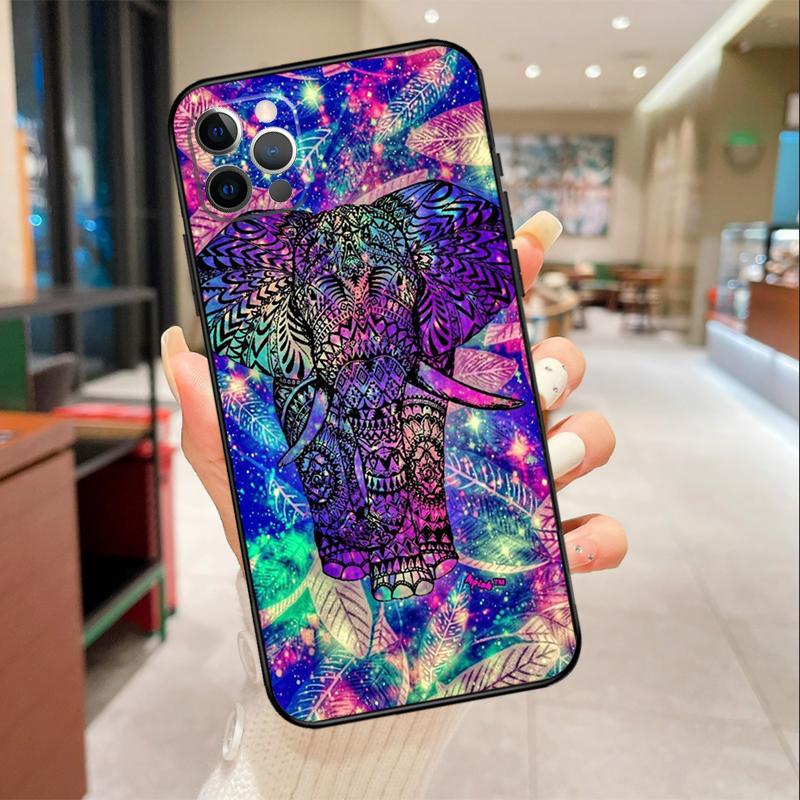 

Elephant Mandala Aztec Phone Case For iPhone 16 15 14 11 12 13 17 Pro Max mini 15 Plus 16e 17 Air Protective Cover iPhone 16 Plus